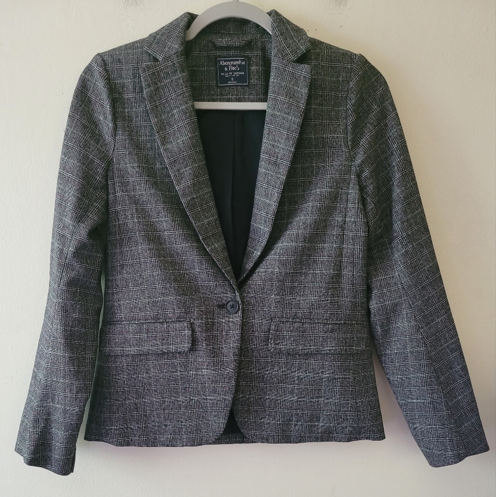 Abercrombie & Fitch Y2K Gray Plaid Preppy Office Siren Schoolgirl Blazer 0/XS